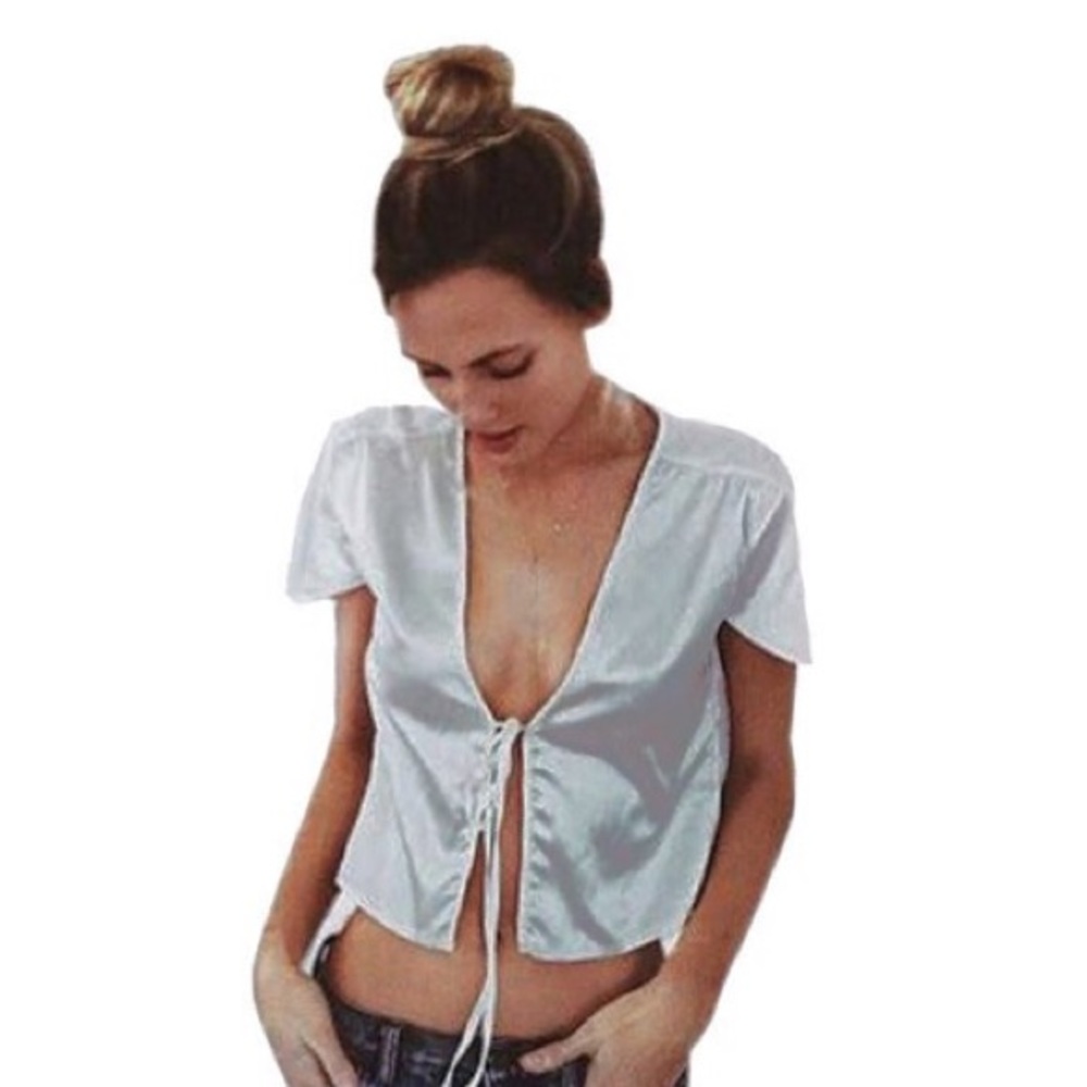 Silver silky Brandy Melville front tie